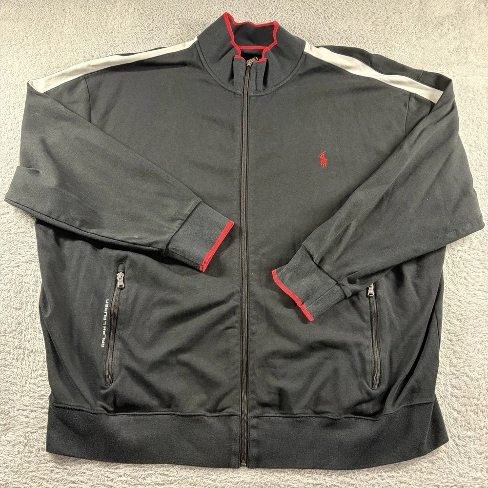 Polo Ralph Lauren Full Zip Sweater Mens 3XB Black Performance Mock Neck Bomber
